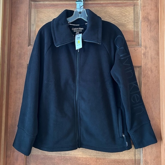 Calvin Klein Logo Polar Fleece Zip-Up Jacket Black /M - Picture 2 of 15